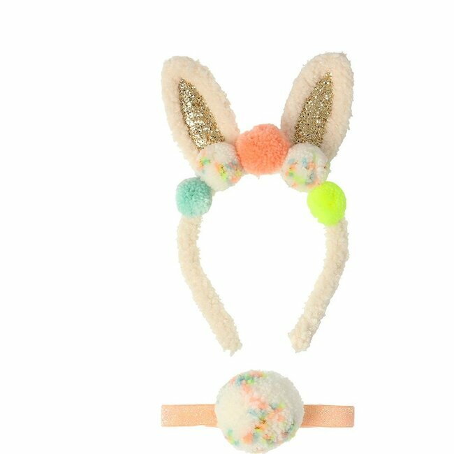 Serre-tête oreilles de lapin vichy pêche by Meri Meri - little&tall